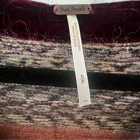 Free People Burgundy Rose V Neck Sweater - Picture 3 of 5